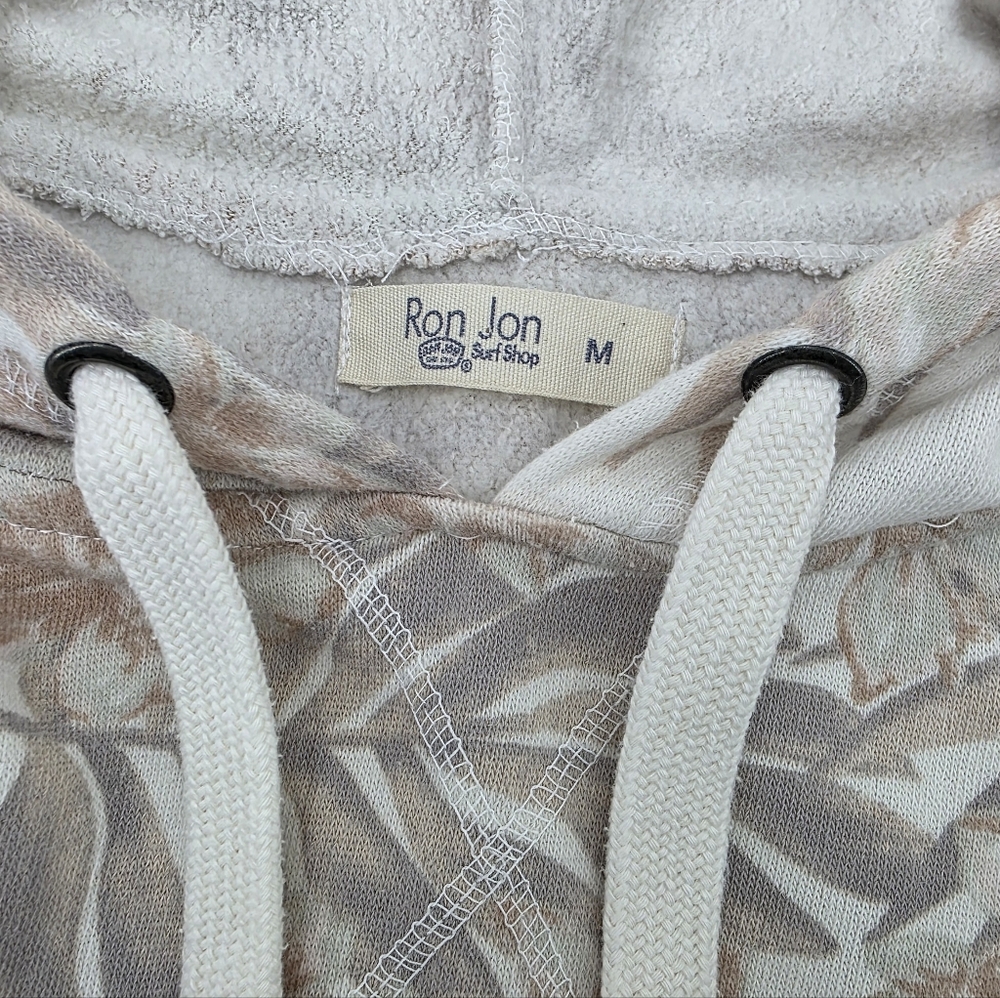 Ron Jon Surf Shop Cropped Tropical Leaf Hoodie Boxy Fit Wome's Size Medium - Picture 3 of 10